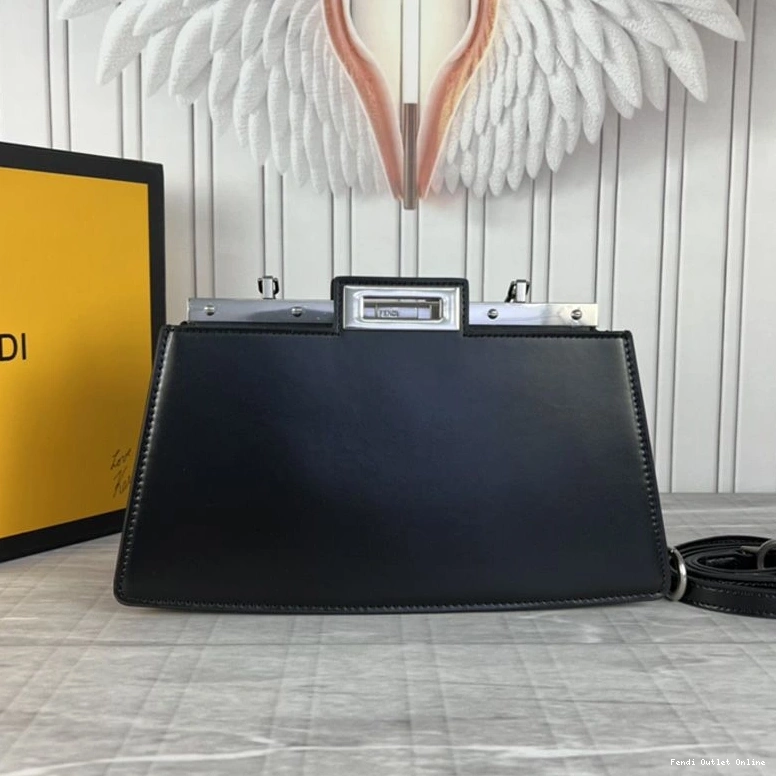Cheap Black Calf Cut Fendi Bag Leather Peekaboo In Medium 0722